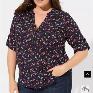 Torrid Georgette 3/4 sleeve blouse women’s 1X black lightweight casual office